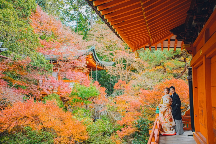 前撮り,フォトウェディング,和装,ロケーションフォト,色打掛,紅葉,秋