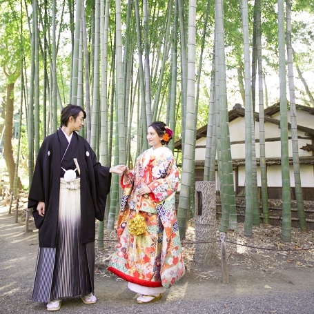 三渓園,前撮り,フォトウェディング,ロケーションフォト,和装,色打掛,紋付