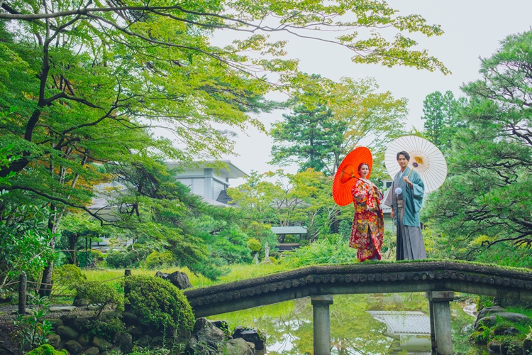 宮城,仙台,日本庭園,ロケ,ロケーションフォト,和装,色打掛,紋付袴,前撮り,フォトウェディング