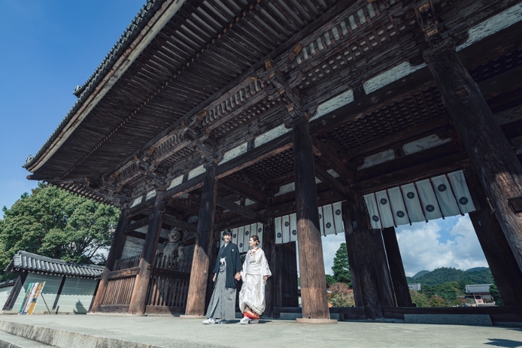 仁和寺,前撮り,フォトウェディング,京都,ロケーションフォト,和装,紋付,色打掛
